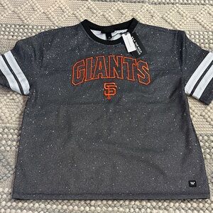 Anthropologie 'SF Giants' Oversized Baseball Jersey Sparkle Glitter Tee